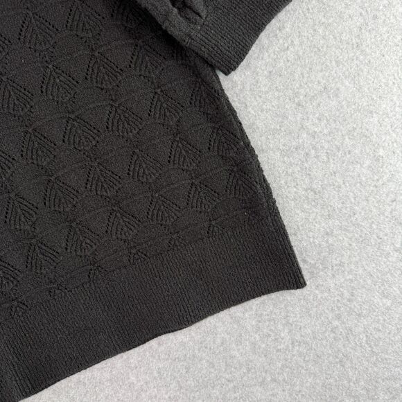 Talbot's Black Knit Short Sleeve Boxy Top Minimal Chic Quiet Luxury Sz S Preppy - Picture 6 of 6